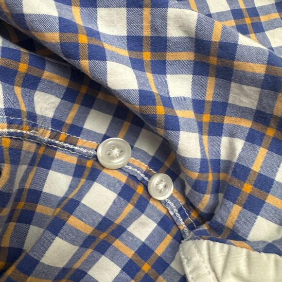 J.Crew Slim Fit Button Down Shirt Mens Medium Blue Orange Plaid Cotton Casual - Picture 6 of 13